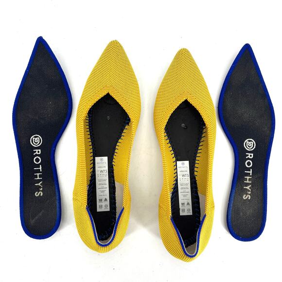 Rothy's Women's 7.5 Yellow The Point Pointed Toe Slip on Flat Pumps - Picture 4 of 7
